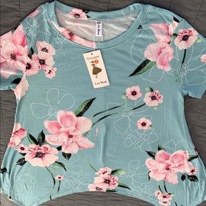 NWT Floral Sharkbite Blouse